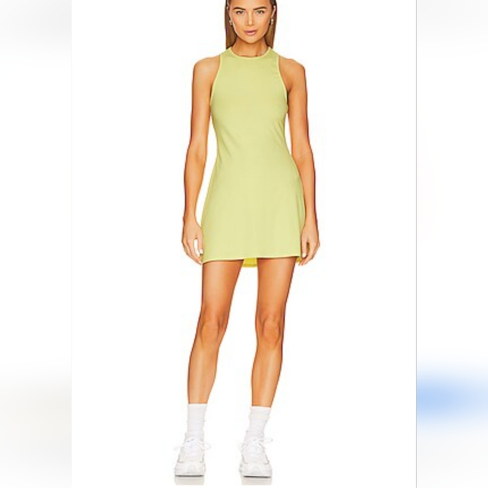 New EleVen by Venus Williams Yellow Skater Rib Mini Dress Size Small